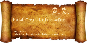 Petényi Krisztofer névjegykártya