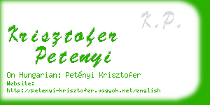 krisztofer petenyi business card